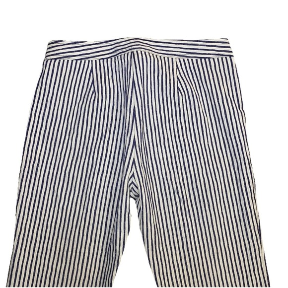 TRINA TURK Lyric Theatre Pants Seersucker Blue/White MidRise Straight Leg Size 6 - Picture 7 of 11